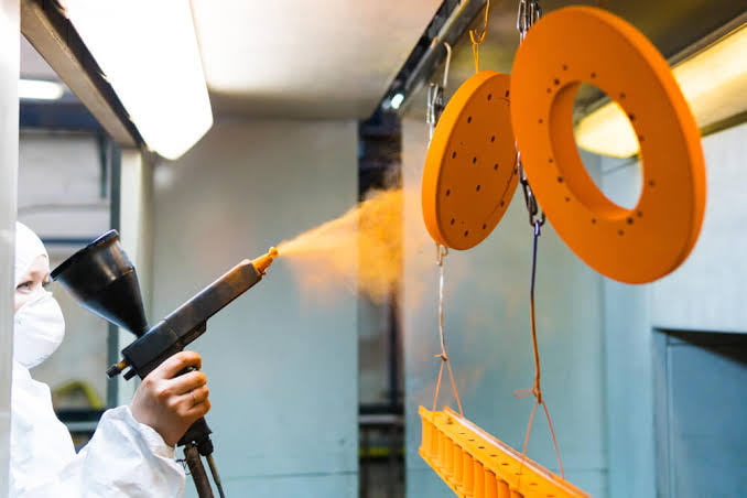 Powdercoating surface finishing on CNC machined part